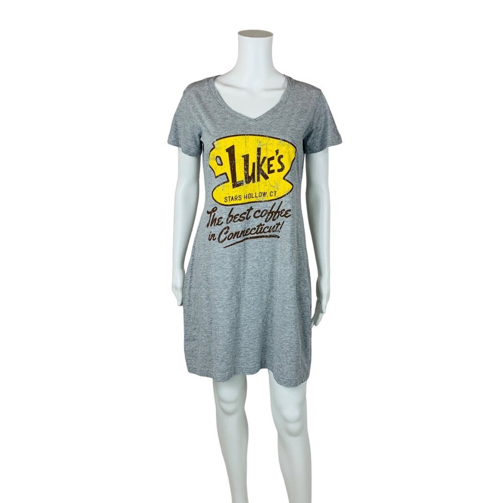 Gilmore Girls Luke's Coffee Sleep Shirt Women's S/M Stars Hollow CT Tunic Tee